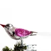 Brink Nordic Juletræspynt<Fugl m. Klemme 10 cm, sølvfarvet/pink fra