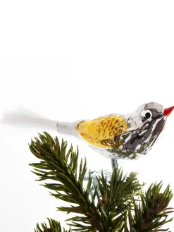 Brink Nordic Juletræspynt<Fugl m. Klemme 10 cm, sølvfarvet/pink fra