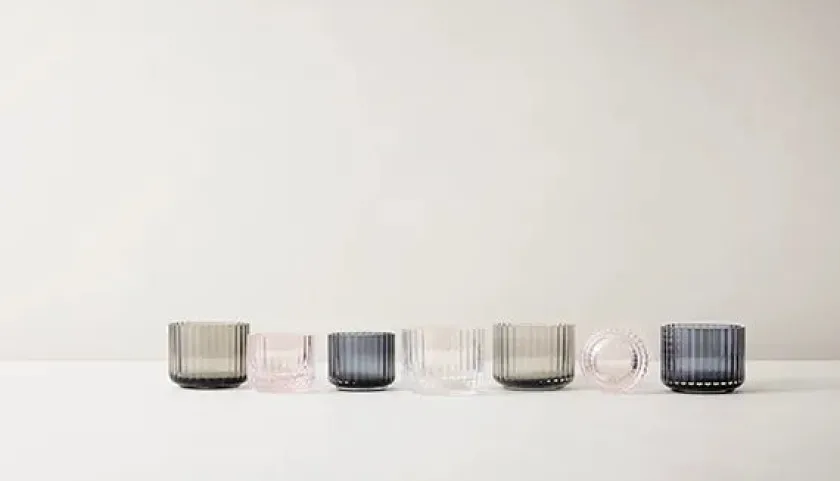 Lyngby Porcelæn Lysestager<Fyrfadsstage i klar glas fra