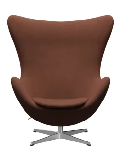 Fritz Hansen Lænestole<Ægget, sort læder/aluminium af Arne Jacobsen