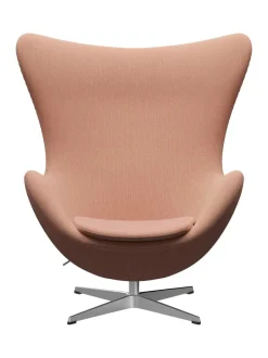 Fritz Hansen Lænestole<Ægget, sort læder/aluminium af Arne Jacobsen