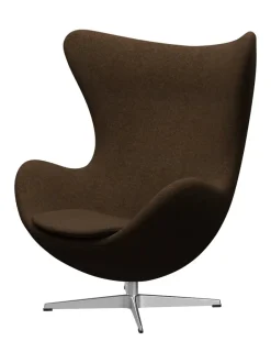 Fritz Hansen Lænestole<Ægget, sort læder/aluminium af Arne Jacobsen
