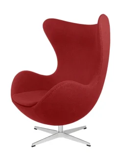 Fritz Hansen Lænestole<Ægget, sort læder/aluminium af Arne Jacobsen