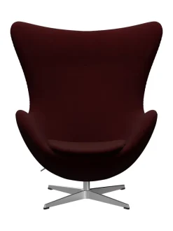 Fritz Hansen Lænestole<Ægget, sort læder/aluminium af Arne Jacobsen