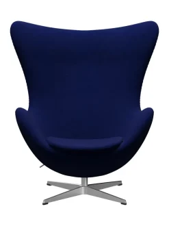 Fritz Hansen Lænestole<Ægget, sort læder/aluminium af Arne Jacobsen