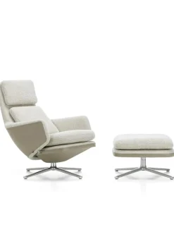 Vitra Fodskamler|Lænestole<Grand Relax Lænestol inkl. Fodskammel, grey/beige fra