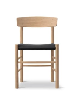 Fredericia Furniture Spisebordsstole<J39 Folkestolen Sædepolstret, Cognac Læder af Børge Mogensen