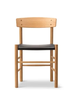 Fredericia Furniture Spisebordsstole<J39 Folkestolen Sædepolstret, Cognac Læder af Børge Mogensen