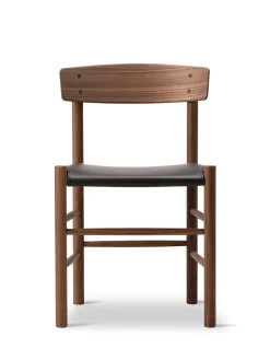 Fredericia Furniture Spisebordsstole<J39 Folkestolen Sædepolstret, Cognac Læder af Børge Mogensen