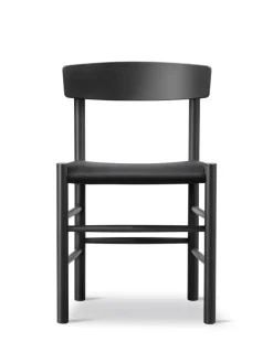 Fredericia Furniture Spisebordsstole<J39 Folkestolen Sædepolstret, Sort Canvas af Børge Mogensen