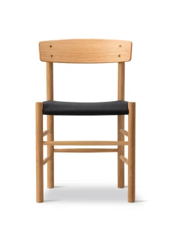 Fredericia Furniture Spisebordsstole<J39 Folkestolen Sædepolstret, Sort Canvas af Børge Mogensen