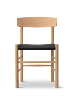 Fredericia Furniture Spisebordsstole<J39 Folkestolen Sædepolstret, Sort Canvas af Børge Mogensen