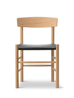 Fredericia Furniture Spisebordsstole<J39 Folkestolen Sædepolstret, Sort Canvas af Børge Mogensen