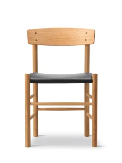 Fredericia Furniture Spisebordsstole<J39 Folkestolen Sædepolstret, Sort Canvas af Børge Mogensen