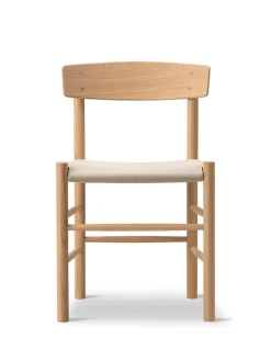 Fredericia Furniture Spisebordsstole<J39 Folkestolen Sædepolstret, Sort Canvas af Børge Mogensen