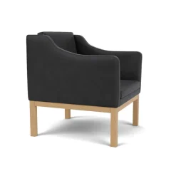 FDB Møbler Lænestole<L46 MK155 lænestol, sort læder af Mogens Koch