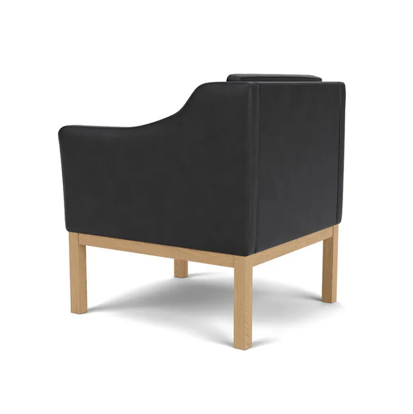 FDB Møbler Lænestole<L46 MK155 lænestol, sort læder af Mogens Koch