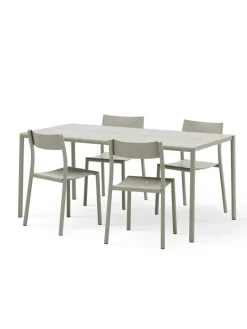 New Works Havemøbelsæt<May sæt, 4 stole og bord 170x85 i light grey fra