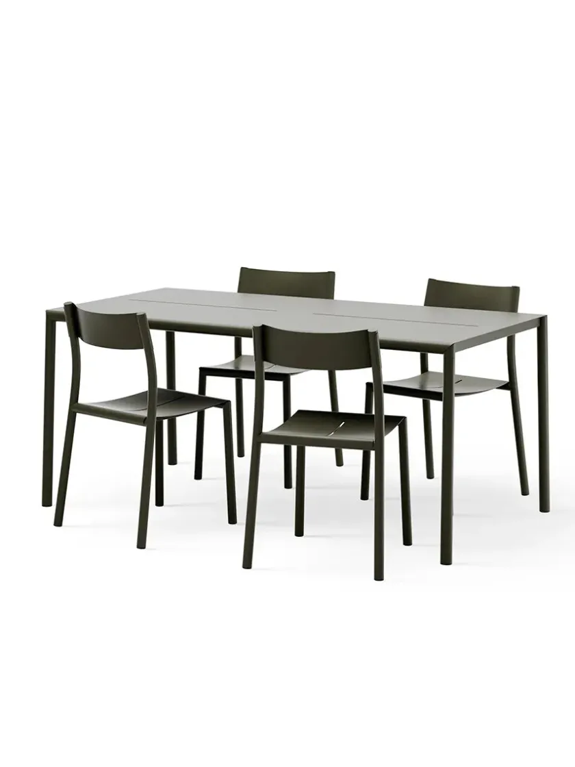 New Works Havemøbelsæt<May sæt, 4 stole og bord 170x85 i light grey fra