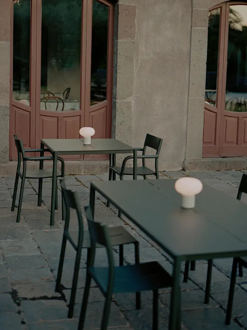 New Works Havemøbelsæt<May sæt, 4 stole og bord 170x85 i dark green fra