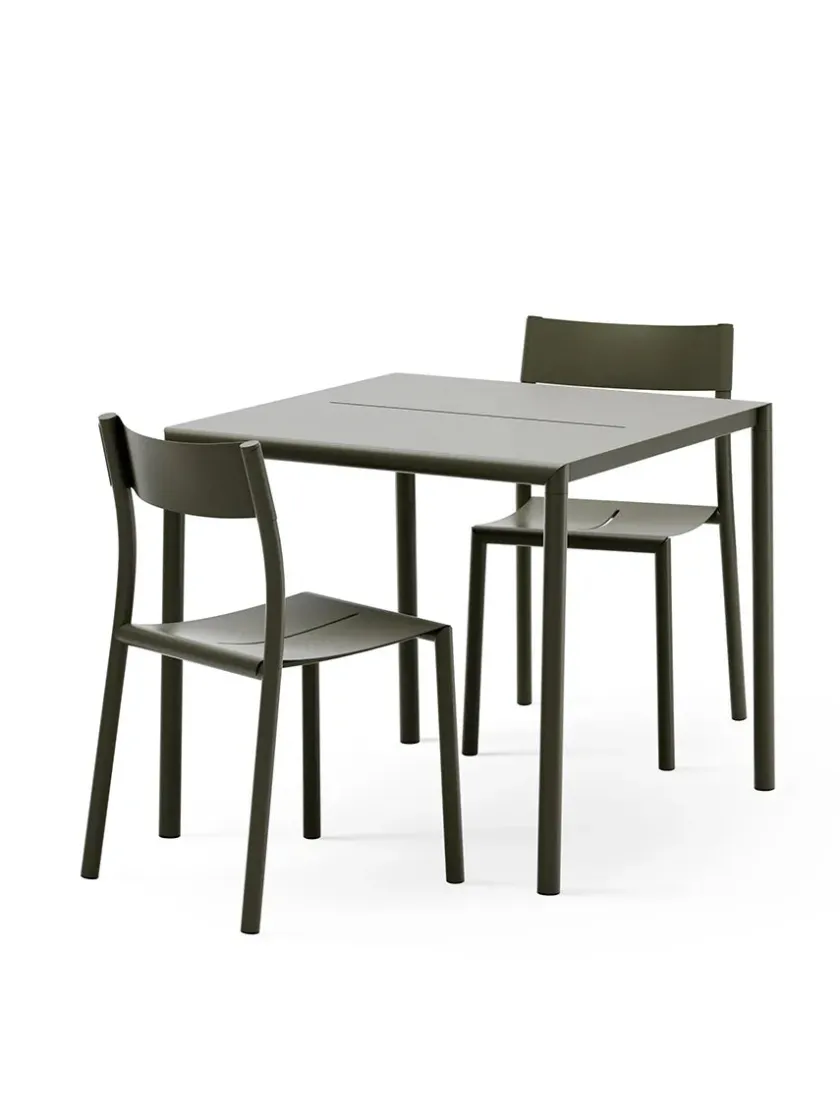 New Works Havemøbelsæt<May sæt, 2 stole og bord 85x85 i dark green fra