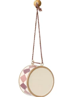 Maileg Juletræspynt<Metal ophæng, stor tromme, lys lilla fra