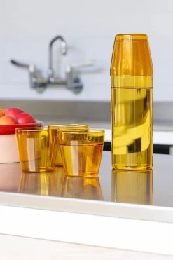 Nine Kander|Service<Milk, set of 1 carafe + 2 glasses, yellow fra