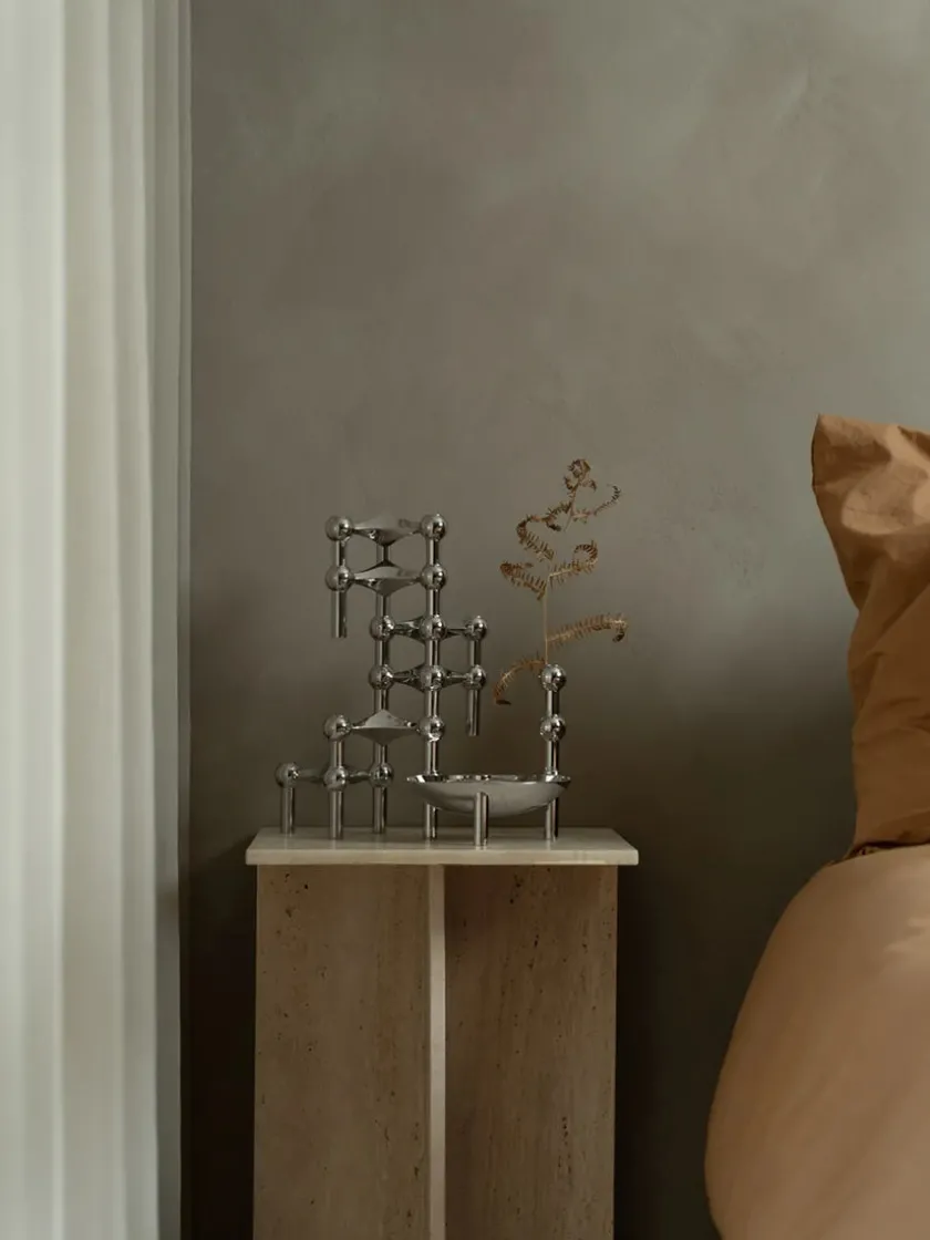 STOFF Nagel Lysestager<Nagel Lysestage, sort krom fra