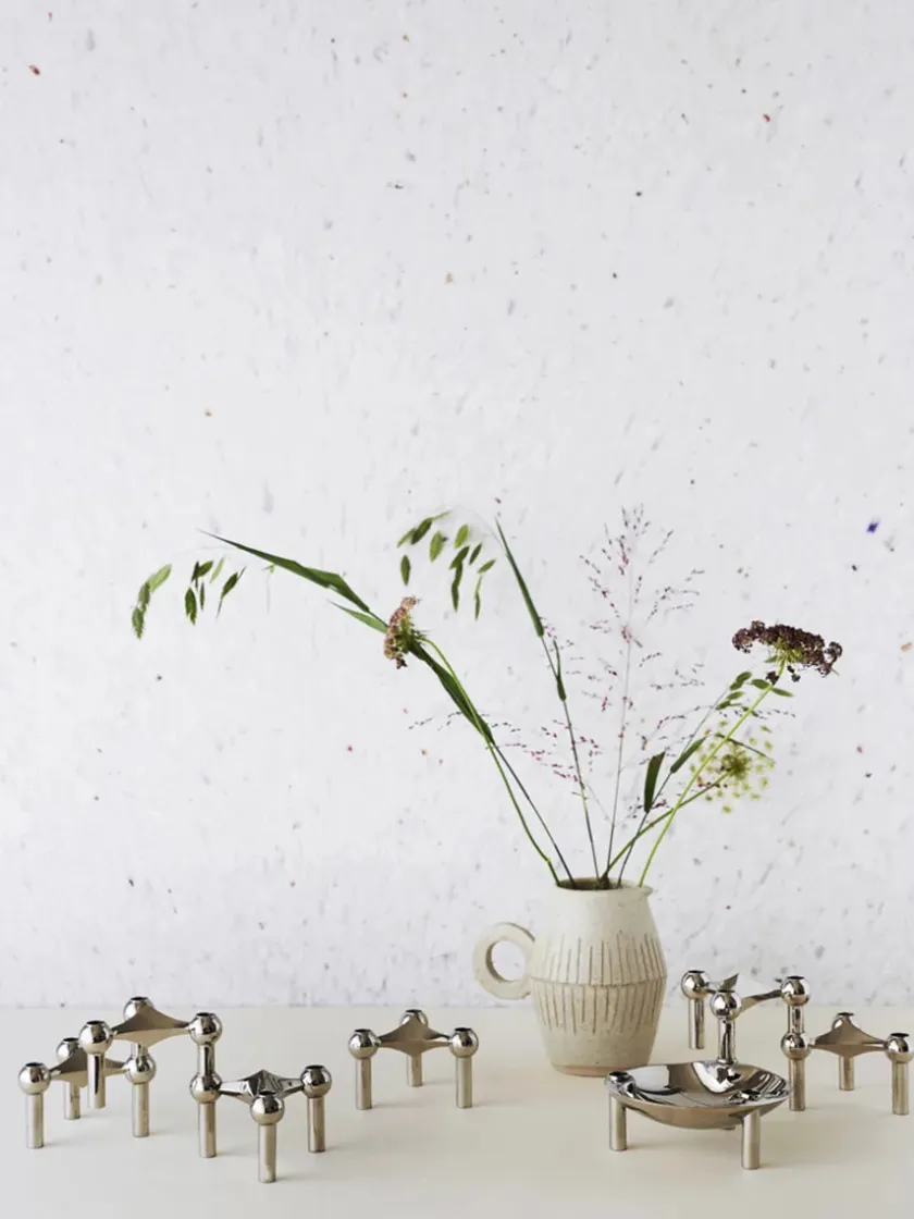 STOFF Nagel Lysestager<Nagel Lysestage, sort krom fra