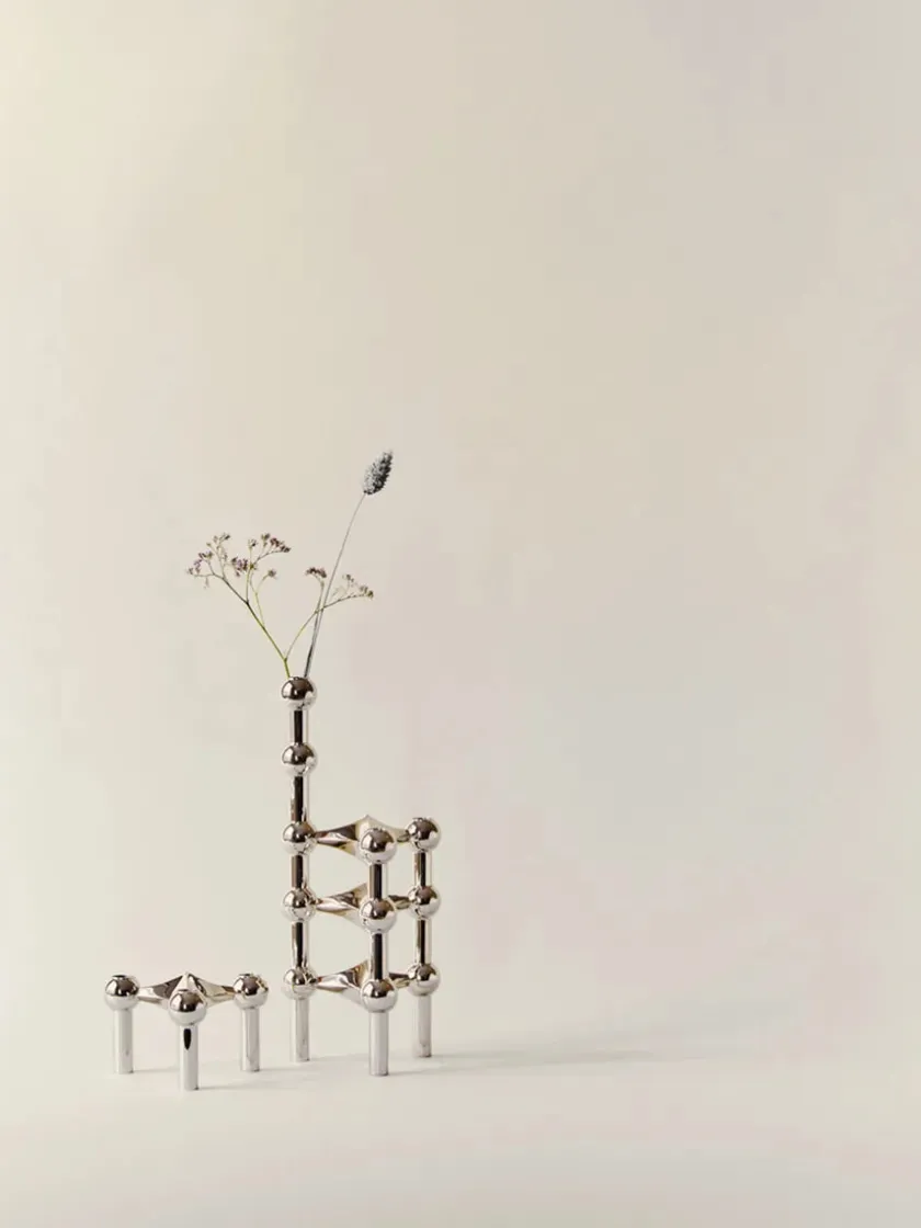 STOFF Nagel Lysestager<Nagel Lysestage, sort krom fra