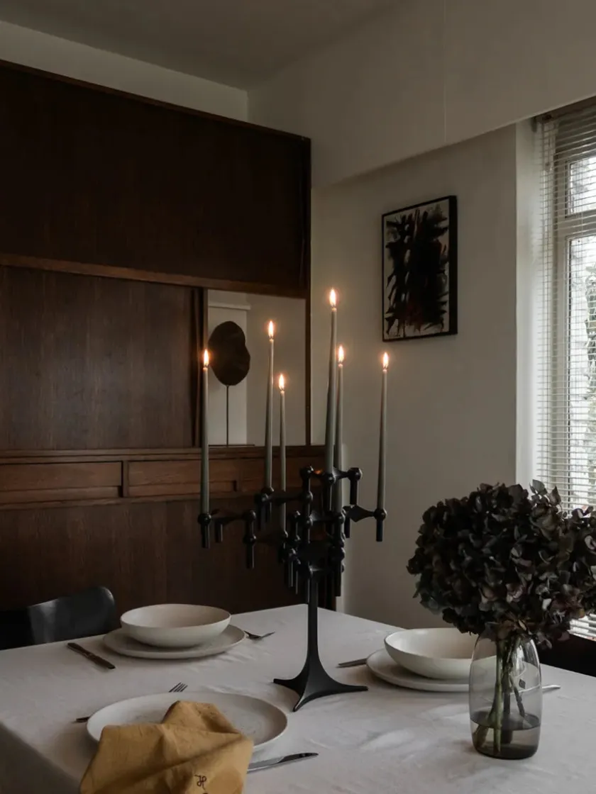 STOFF Nagel Lysestager<Nagel Lysestage, sort krom fra