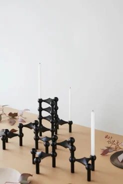 STOFF Nagel Lysestager<Nagel Lysestage, sort krom fra