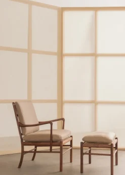 Carl Hansen & Søn Skamler|Fodskamler<OW149F Fodskammel til Colonial lænestol, eg olie, Terra-læder af Ole Wanscher