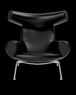 Fredericia Furniture Lænestole<OX Chair - Primo 88 læder i sort af Hans J. Wegner