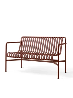 HAY Havebænke<Palissade Dining Bench med armlæn, antracit fra