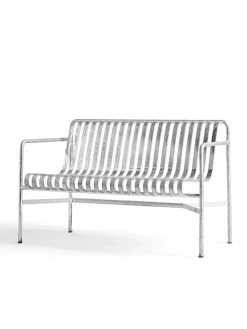 HAY Havebænke<Palissade Dining Bench med armlæn, iron red fra