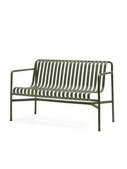 HAY Havebænke<Palissade Dining Bench med armlæn, iron red fra