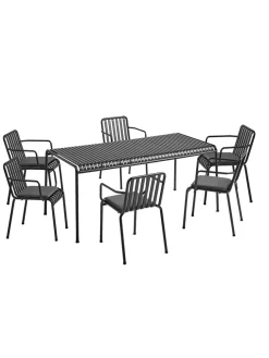 HAY Havemøbelsæt<Palissade sæt, 6 armstole og bord i iron red fra