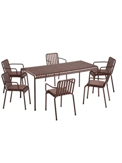 HAY Havemøbelsæt<Palissade sæt, 6 armstole og bord i iron red fra