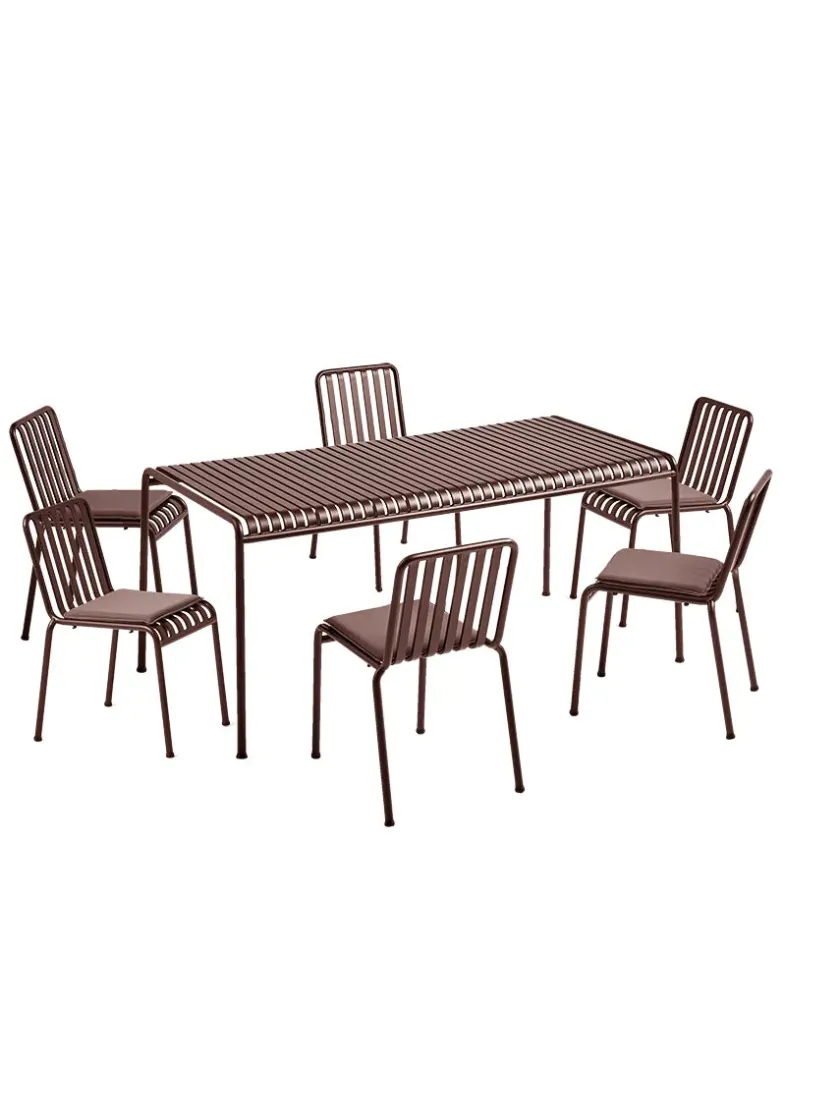 HAY Havemøbelsæt<Palissade sæt, 6 stole og bord i iron red fra