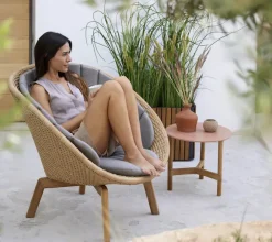 Cane-line Udendørs Loungemøbler|Havestole<Peacock Loungestol, Flat Weave m/ben i teak fra