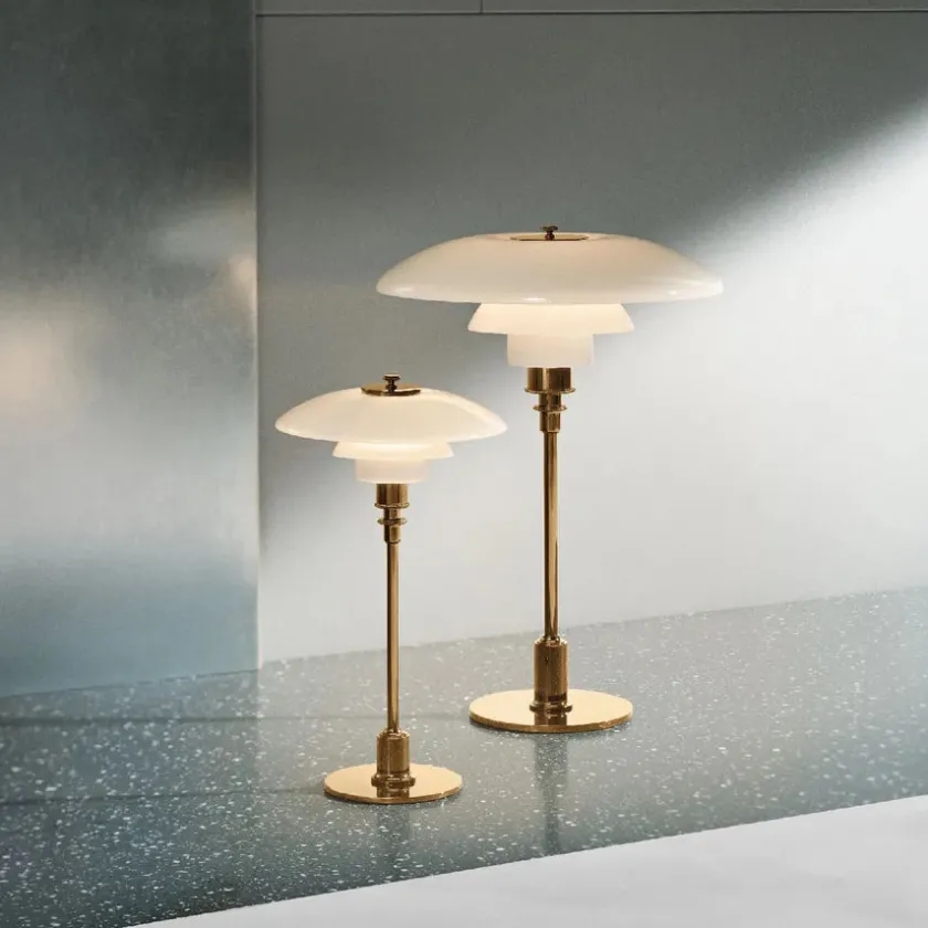 Louis Poulsen Spots<PH 3½-2½ Glas Bordlampe, messing metalliseret fra