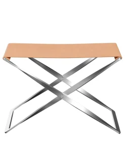 Fritz Hansen Skamler<PK91 foldestol, naturlæder af Poul Kjærholm