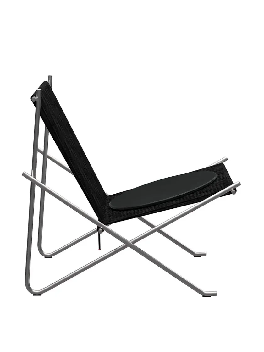 Fritz Hansen Loungestole|Lænestole<PK4 Loungestol i sort, stålstel af Poul Kjærholm