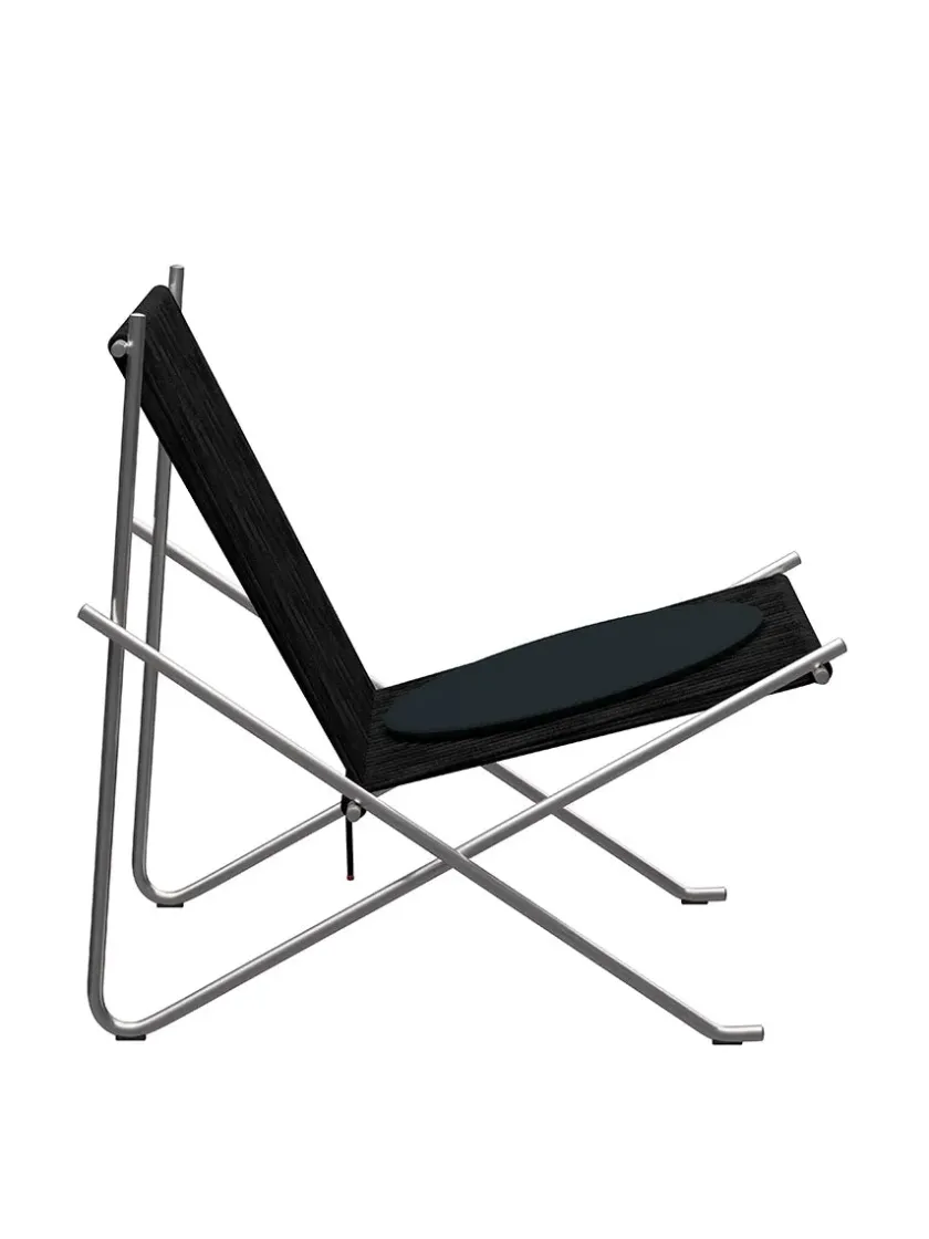 Fritz Hansen Loungestole|Lænestole<PK4 Loungestol i sort, stålstel af Poul Kjærholm