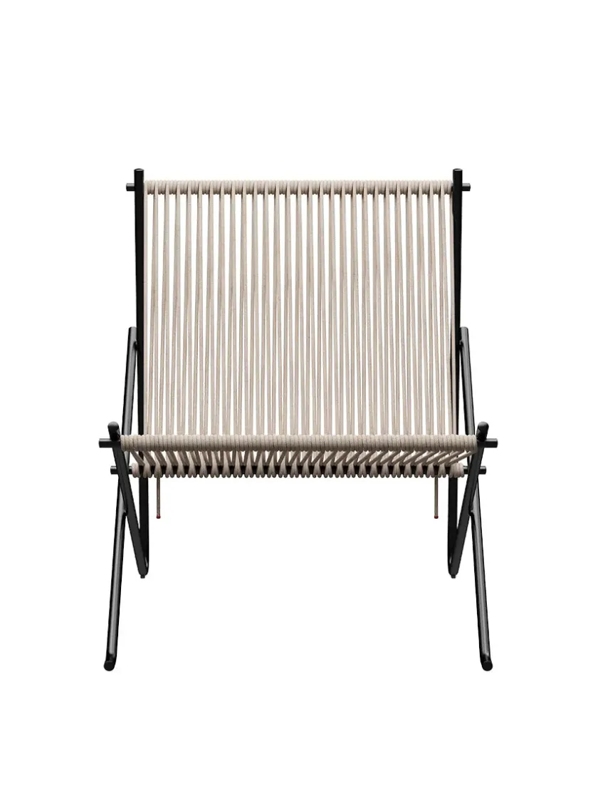 Fritz Hansen Loungestole|Lænestole<PK4 Loungestol i sort, stålstel af Poul Kjærholm