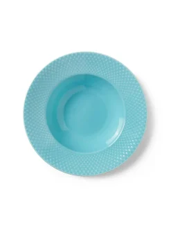 Lyngby Porcelæn Service<Rhombe dyb tallerken, turkis Ø24,5 cm fra
