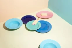 Lyngby Porcelæn Service<Rhombe tallerken, aqua Ø21 cm fra