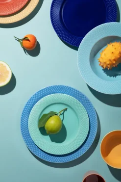 Lyngby Porcelæn Service<Rhombe tallerken, aqua Ø21 cm fra