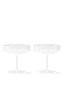 Ferm Living Service<Ripple Champagne Saucers Frosted, sæt á 2 fra